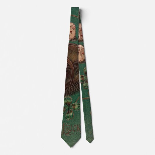 Vintage St. Patrick's Day, Geluk Ierse Dobbelstene Stropdas (Voorkant)