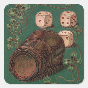 Vintage St. Patrick's Day, Geluk Ierse Dobbelstene Vierkante Sticker