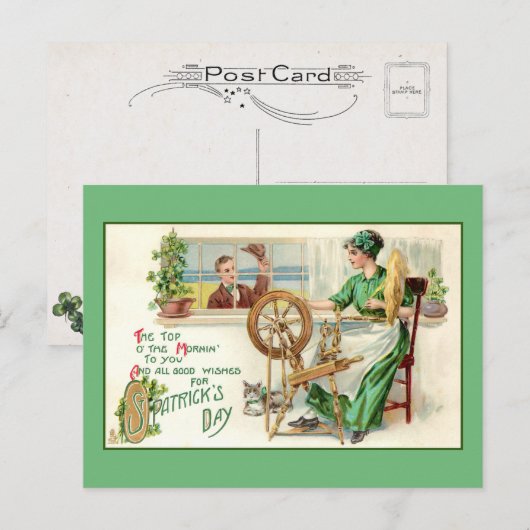 Vintage St. Patrick's Day Greeting Briefkaart (Voorkant / Achterkant)