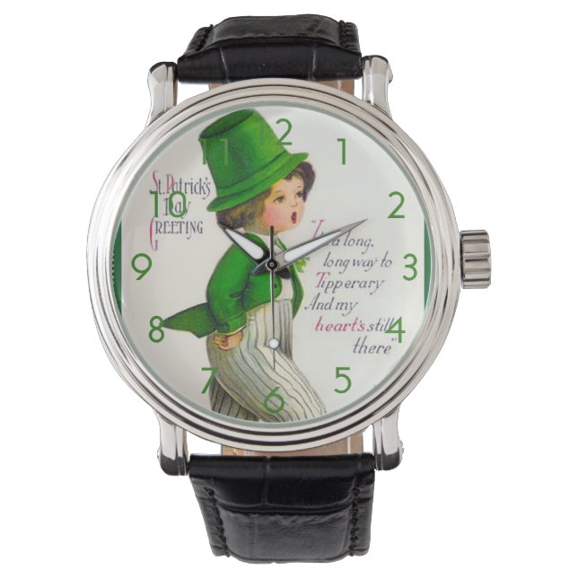 Vintage St. Patrick's Day Greeting Horloge (Voorkant)