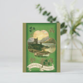 Vintage St. Patricks Day Greetings Castle Shamrock Briefkaart (Staand voorkant)