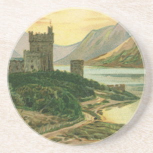Vintage St. Patrick's Day Groeten Castle Shamrock Zandsteen Onderzetter