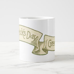 Vintage St. Patrick's Day Groeten Gouden Banner Grote Koffiekop