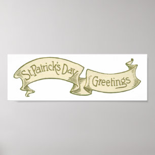 Vintage St. Patrick's Day Groeten Gouden Banner Poster