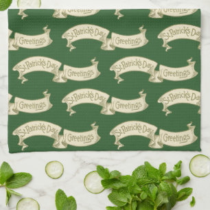 Vintage St. Patrick's Day Groeten Gouden Banner Theedoek