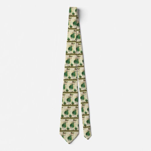 Vintage St. Patrick's Day Ierse dame met klaver Stropdas (Voorkant)
