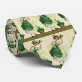 Vintage St. Patrick's Day Ierse dame met klaver Stropdas (Opgerold)