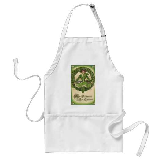 Vintage St. Patrick's Day, Ierse schone in een kra Standaard Schort (Voorkant)