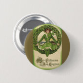 Vintage St. Patrick's Day, Ierse vrouw in een kran Ronde Button 5,7 Cm (Voorkant /achterkant)