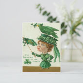 Vintage St. Patrick's Day kaart met groene kleding (Staand voorkant)