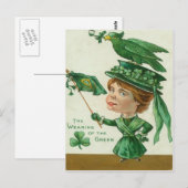Vintage St. Patrick's Day kaart met groene kleding (Voorkant / Achterkant)