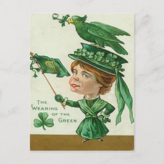 Vintage St. Patrick's Day kaart met groene kleding (Voorkant)