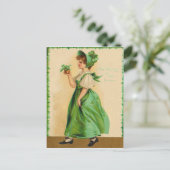 Vintage St. Patrick's Day kaart met groene kleding (Staand voorkant)