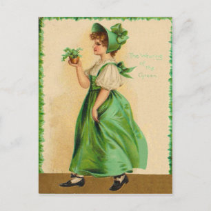 Vintage St. Patrick's Day kaart met groene kleding