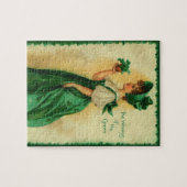 Vintage St. Patrick's Day Lass Wearing Green Legpuzzel (Horizontaal)