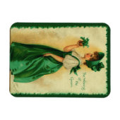 Vintage St. Patrick's Day Lass Wearing Green Magneet (Horizontaal)
