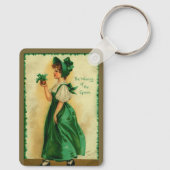 Vintage St. Patrick's Day Lass Wearing Green Sleutelhanger (Achterkant)