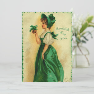 Vintage St. Patrick's Day Meisje Draagt Groen Kaart