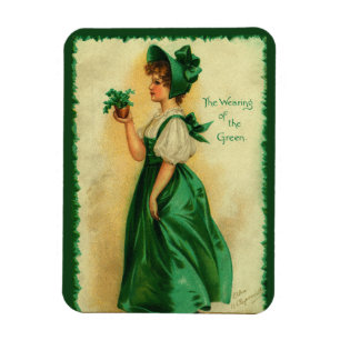 Vintage St. Patrick's Day Meisje Draagt Groen Magneet