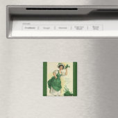 Vintage St. Patrick's Day Meisje, Geluks Shamrocks Magneet (Insitu (Vaatwasser))