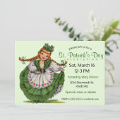 Vintage St. Patrick's Day-meisje Kaart (Staand voorkant)