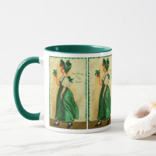 Vintage St. Patrick's Day-meisje met groen Mok