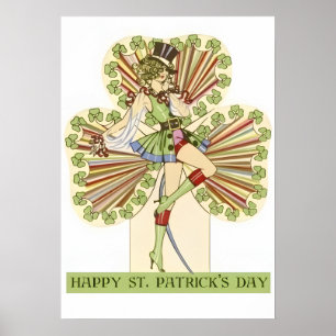 Vintage St. Patrick's Day pin-up meisje Poster