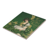 Vintage St. Patrick's Day-souvenir, Ierse schone Tegeltje (Zijkant)