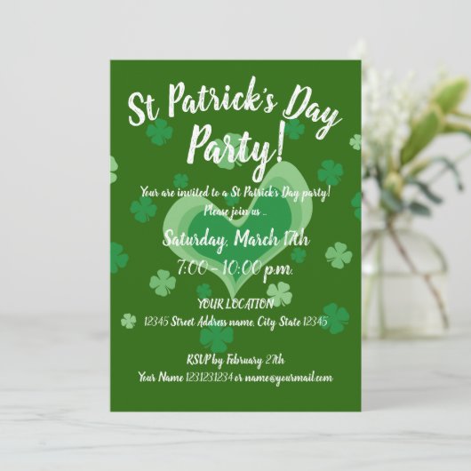 Vintage St Patrick's Day Uitnodiging sjabloon (Staand voorkant)
