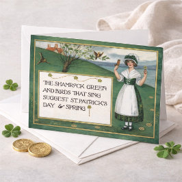 Vintage St. Patrick's Day with Irish Girl Feestdagenkaart