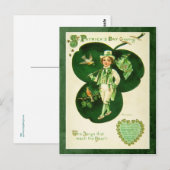 Vintage St Patrick's Greeting Briefkaart (Voorkant / Achterkant)