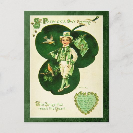 Vintage St Patrick's Greeting Briefkaart (Voorkant)