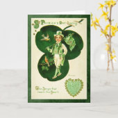 Vintage St Patrick's Greeting Kaart (Gele Bloem)