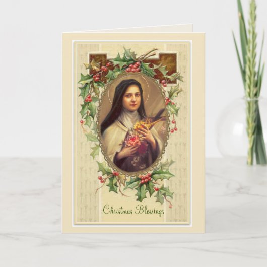 Vintage St. Therese Christmas Blessing Kaart (Voorkant)