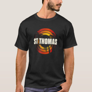 Vintage St Thomas Vakantie Souvenir Retro Regenboo T-shirt