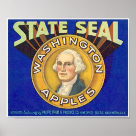 Vintage Staatswapen Washington Appels Seattle Frui Poster