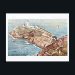 Vintage Stack Lighthouse in Holyhead, Wales Briefkaart<br><div class="desc">This postcard is a reproduction of a vintage travel postcard showing the Stack Lighthouse in Holyhead,  Wales.</div>