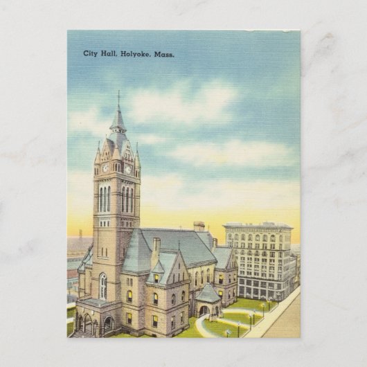Vintage, stadhuis, Holyoke, Massachusetts Briefkaart (Voorkant)