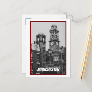 Vintage stadsgezicht van Manchester Engeland 2001 Feestdagenkaart