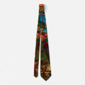 Vintage Stained Glass with Peacocks and Flowers Stropdas (Achterkant)