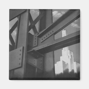 Vintage stalen bouw hoogbouw architectuur magneet