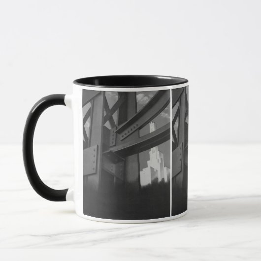 Vintage stalen bouw hoogbouw architectuur mok (Links)