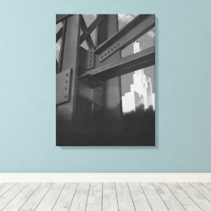 Vintage stalen bouwarchitectuur wolkenkrabber canvas afdruk