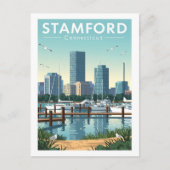 Vintage Stamford Connecticut Briefkaart (Voorkant)