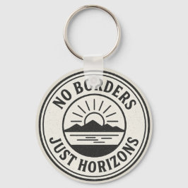 Vintage Stamp – “No Borders, Just Horizons” Sleutelhanger