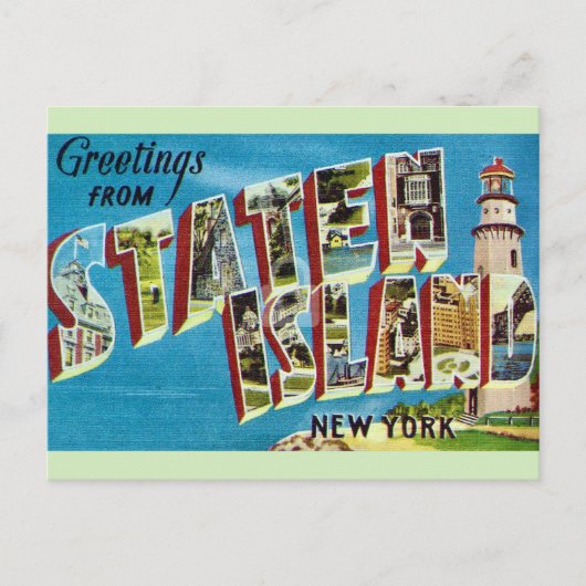 Vintage Staten Island NY  Briefkaart (Voorkant)