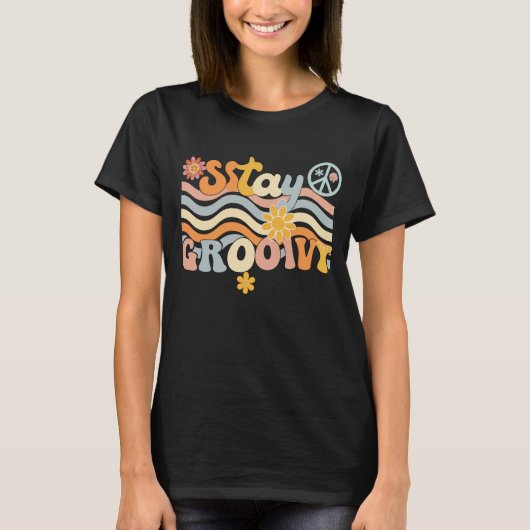  Vintage Stay Groovy Flower Power Tee T-shirt (Voorkant)