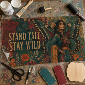 Vintage Stay Wild Vlinder Fee Decoupage Kunst Tissuepapier