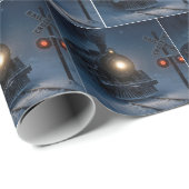 Vintage Steam Engine Locomotive In Winter Cadeaupapier (Rol Hoek)