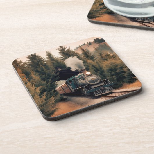 Vintage Steam Engine Train Bier Onderzetter (Linkerzijde)